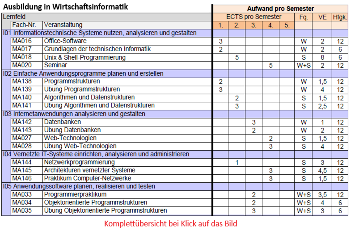 Übersicht Wirtschaftsinformatik